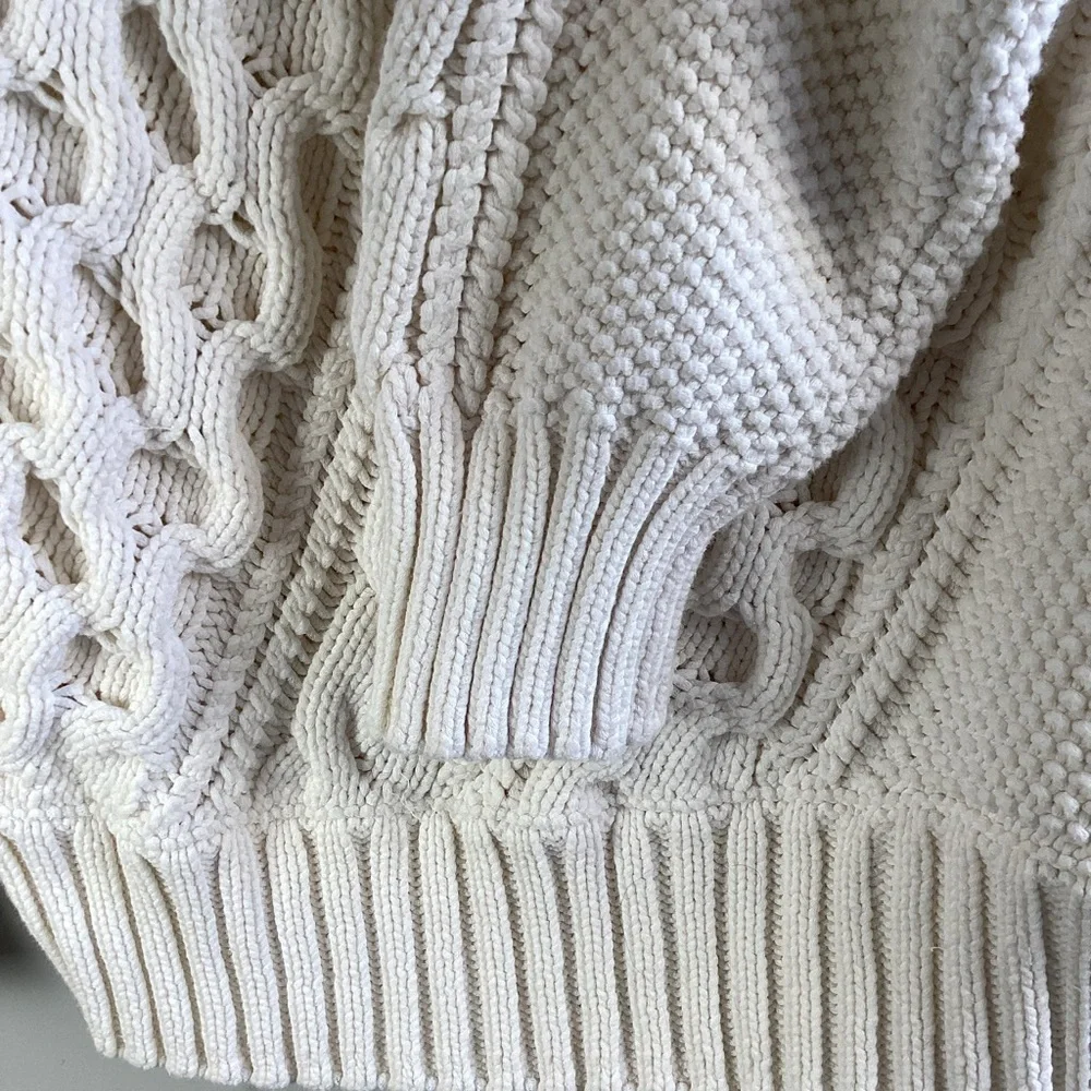 J. Crew Cream Cable Knit Sweater fisherman Cotton crew neck